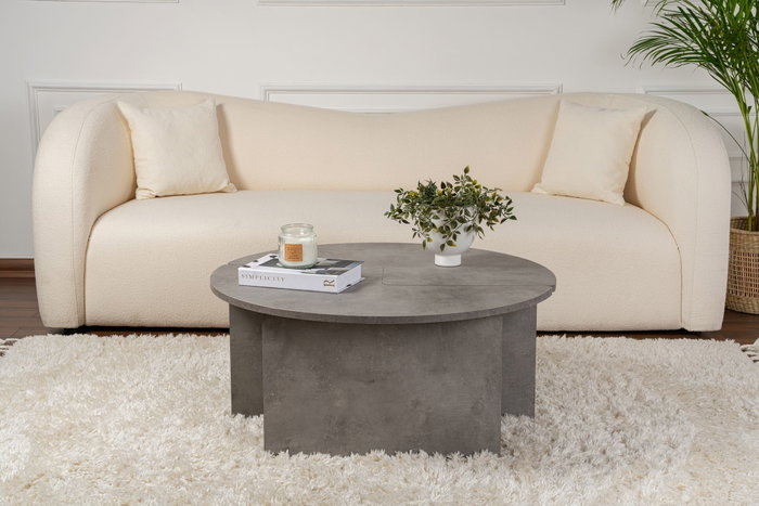 Nordure Moira Mesa de Café Redonda Gris Concreto Ø90 x 41 cm